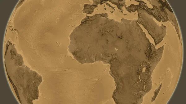 Mapa Nadmořské Výšky Sepia Soustředěná Čtvrť Burkina Faso — Stock fotografie