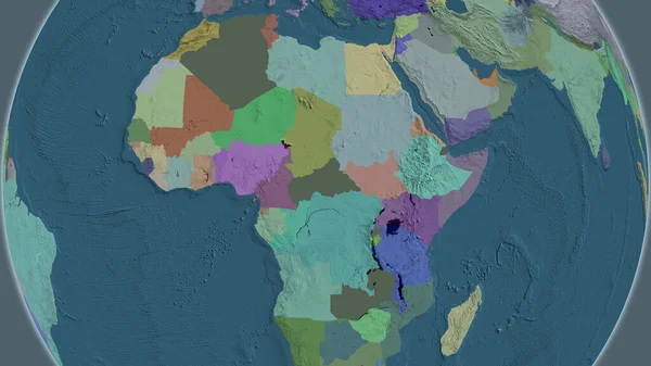 以中非共和国邻近地区为中心的行政地图 — 图库照片