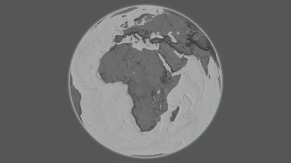 以中非共和国为中心的Bilevel全球地图 — 图库照片