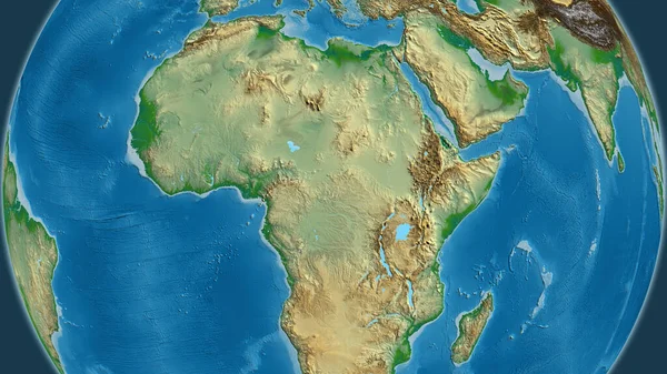 以中非共和国邻近地区为中心的地形图 — 图库照片