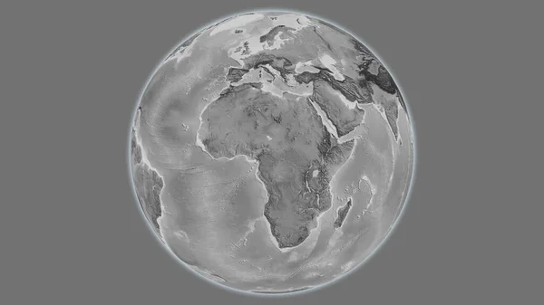 以照相机为中心的灰度全球地图 — 图库照片