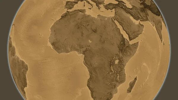 Mapa Nadmořské Výšky Sepia Soustředěná Okolí Kamerunu — Stock fotografie