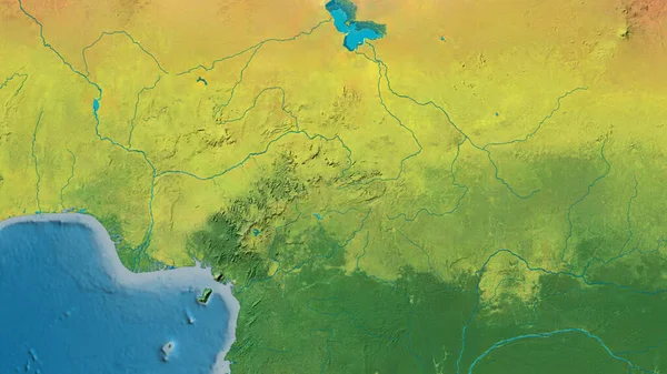 Detailní Záběr Atopografickou Mapu Zaměřenou Kamerun — Stock fotografie