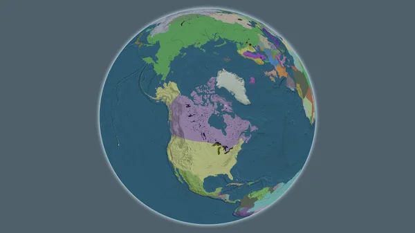 以加拿大为中心的全球行政地图 — 图库照片