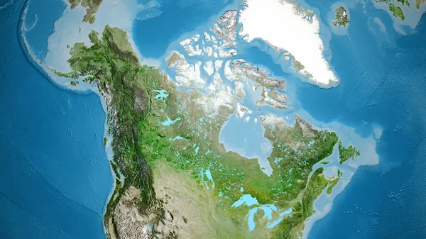 Nahaufnahme Einer Asatelliten Karte Mit Kanada Zentrum — Stockfoto