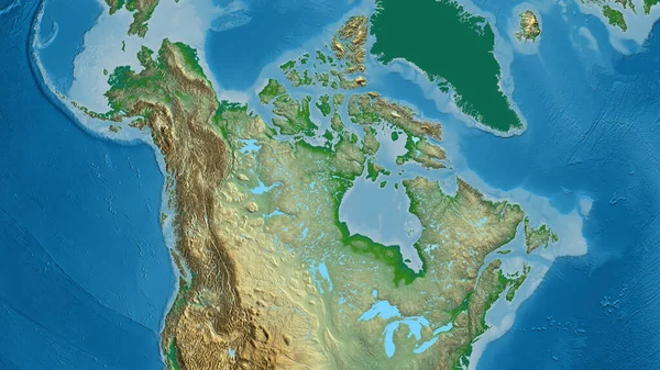 Primer Plano Del Mapa Afísico Centrado Canadá — Foto de Stock