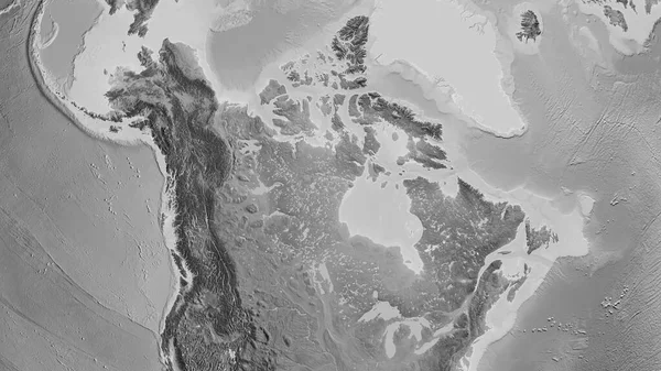 Κοντινό Πλάνο Του Χάρτη Agrayscale Επίκεντρο Τον Καναδά — Φωτογραφία Αρχείου