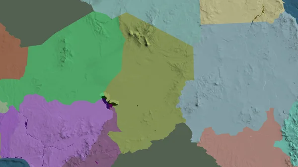 Chad Merkezindeki Idari Haritaya Yakın Plan — Stok fotoğraf