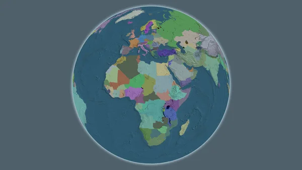 以乍得为中心的全球行政地图 — 图库照片
