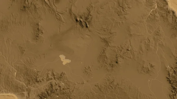 Κοντινό Πλάνο Του Υψομετρικού Χάρτη Asepia Επίκεντρο Τσαντ — Φωτογραφία Αρχείου