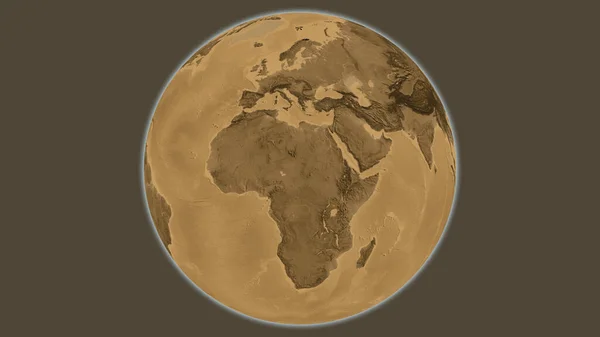 Mapa Výškového Glóbu Sepia Soustředěná Čad — Stock fotografie