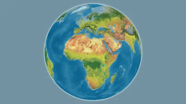 Topographic globe map centered on Chad