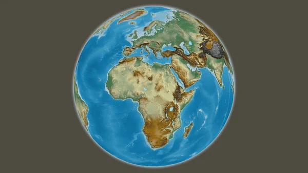 Relief globe map centered on Chad
