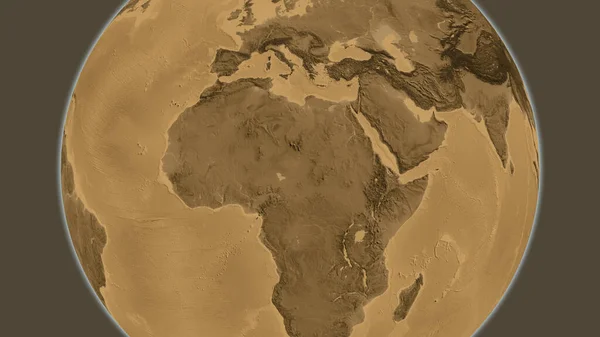 Mapa Nadmořské Výšky Sepia Soustředěná Okolí Čadu — Stock fotografie
