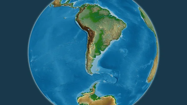 以智利为中心的地球物理图 — 图库照片