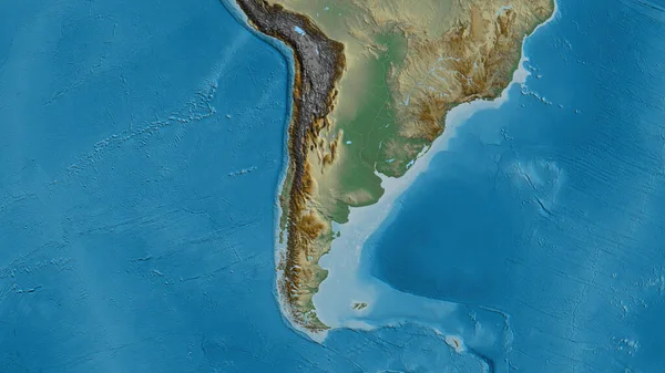 Close Arelief Map Centered Chile — Stock Photo, Image