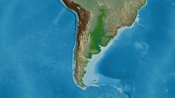 Närbild Fysisk Karta Med Centrum Chile — Stockfoto