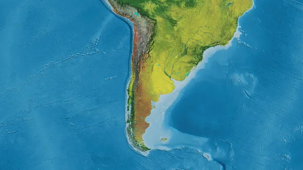Zbliżenie Mapy Atopograficznej Skupionej Chile — Zdjęcie stockowe