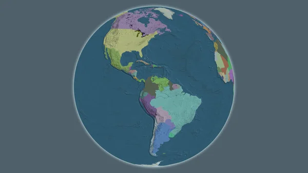 Kolombiya Merkezli Idari Dünya Haritası — Stok fotoğraf