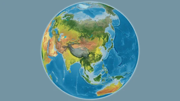 Topographic globe map centered on China