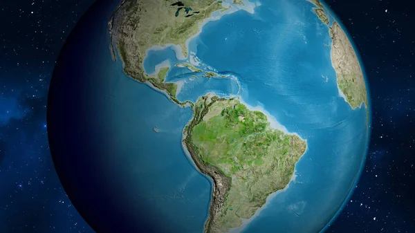 以哥伦比亚邻近地区为中心的卫星地图 — 图库照片