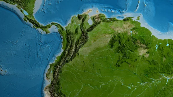 Close Asatellite Map Centered Colombia — Stock Photo, Image