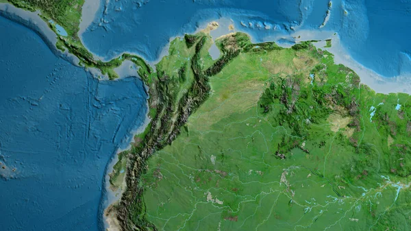 Detailní Záběr Mapy Soustředěné Kolumbii — Stock fotografie