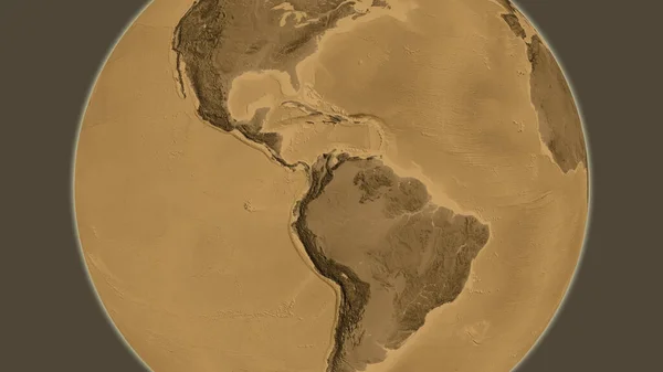 Sepia高地地图 以哥伦比亚邻近地区为中心 — 图库照片