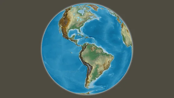 以哥伦比亚为中心的全球救济地图 — 图库照片