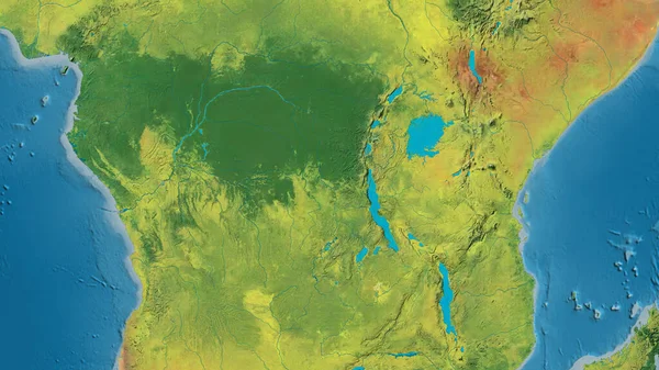 以刚果民主共和国为中心的地形图的近距离调查 — 图库照片