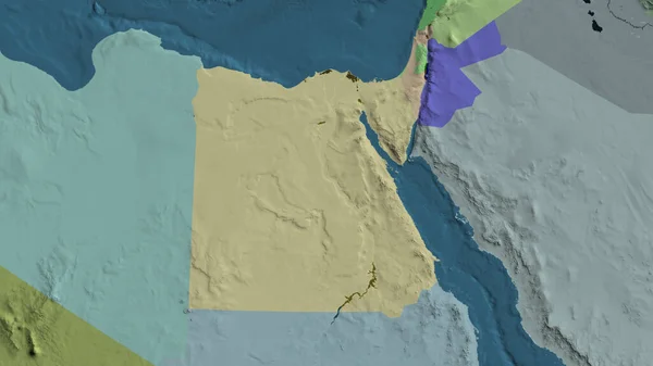Close-up of aadministrative map centered on Egypt