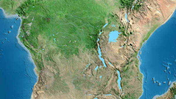 以刚果民主共和国为中心的亚卫星地图的近距离拍摄 — 图库照片