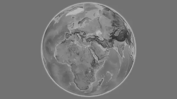 以埃及为中心的灰度全球地图 — 图库照片