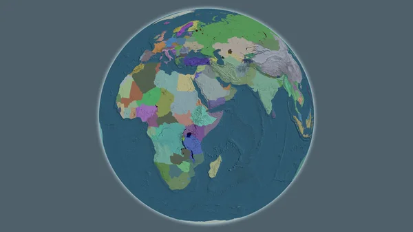 以埃塞俄比亚为中心的全球行政地图 — 图库照片