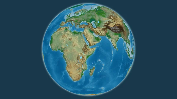 Fizyczna Mapa Globu Skupiona Etiopii — Zdjęcie stockowe