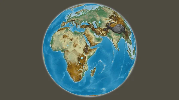 Карта Рельєфу Земної Кулі Центром Ефіопії — стокове фото