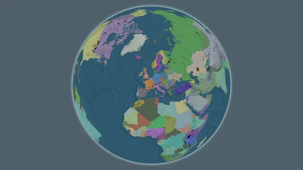 Mapa Mundial Administrativo Centrado Francia —  Fotos de Stock