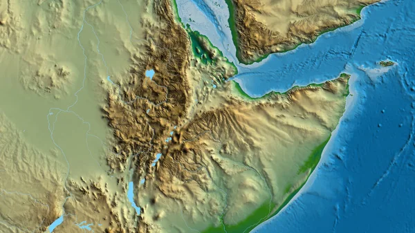 Close Mapa Afísico Centrado Etiópia — Fotografia de Stock