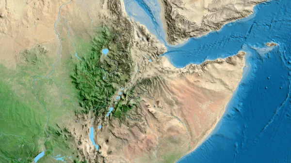 エチオピアを中心とした衛星地図のクローズアップ — ストック写真