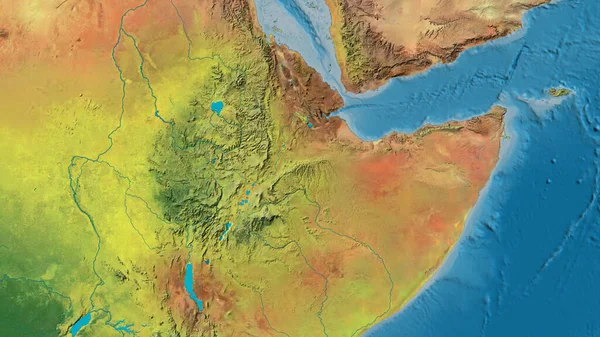 Close Atopographic Map Centered Ethiopia — Stock Photo, Image