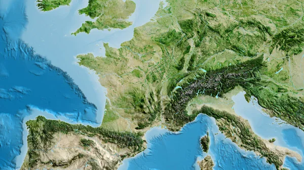 Plan Rapproché Carte Asatellite Centrée Sur France — Photo