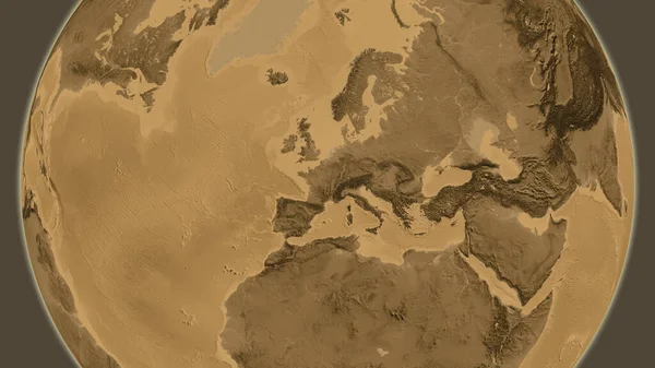 Mapa Nadmořské Výšky Sepia Soustředěná Okolí Francie — Stock fotografie