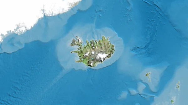 Primo Piano Della Mappa Dell Asatellite Incentrata Sull Islanda — Foto Stock