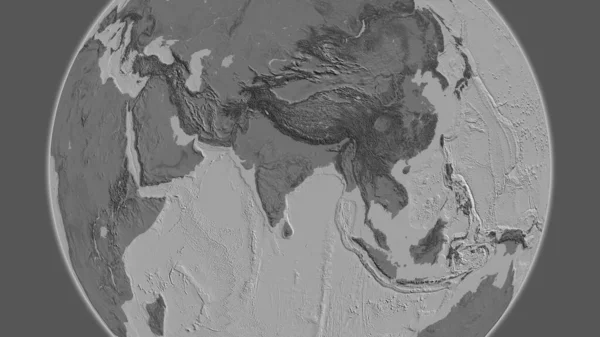 Bilevel Globe Map Centered India — Stock Photo, Image