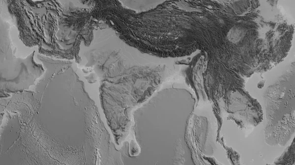 以印度为中心的地图的特写 — 图库照片