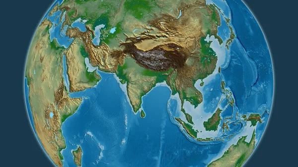 Fyzická Mapa Glóbu Soustředěná Indii — Stock fotografie