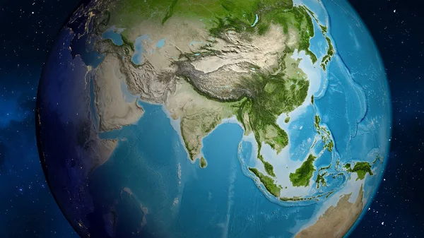 Satellite globe map centered on India