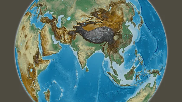 Карта Рельєфу Земної Кулі Центром Індії — стокове фото
