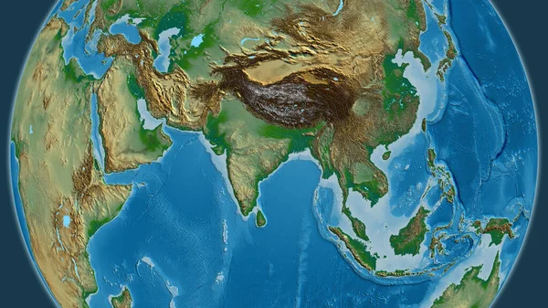 Physische Karte Zentriert Auf Indiens Nachbarschaftsgebiet — Stockfoto