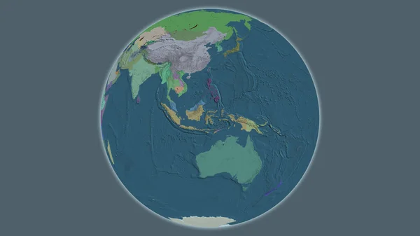 Administrativní Mapa Globusu Soustředěná Indonésii — Stock fotografie